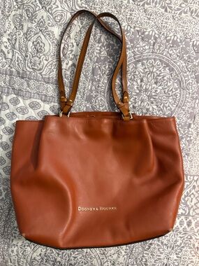 Dooney & Bourke Burnt Orange Leather Tote with Tan Straps